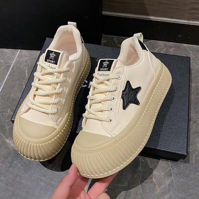 Chaussures à Semelle Épaisse Femme Printemps et Automne Nouvelles Ins Tendance Polyvalentes Décontractées Étudiantes Sport Petites Chaussures Blanches 40 noir