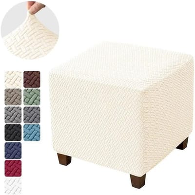 1PC Stretch Ottoman Krukhoes Jacquard Elastische Vierkante Voetsteunhoezen All-inclusive Anti-stof Voetenbank Hoezen Woonkamer S Stool cover