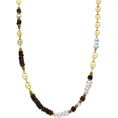 Collier d'oeil de tigre Luxenter avec finition en or 18k - Kimbalbo beige