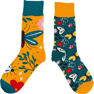 Sokken met Bloemen, Vlinders, Libelles en Lieveheersbeestjes - Dames Maat 36-41 - Verschillende sokken met grappig natuur design
