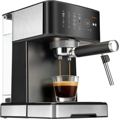 Vankel Halfautomatische Espressomachine -20 Bar professionele hoge druk extractie -1400W pistonmachine -1,7L waterreservoir-6 kopgrootte-en temperatuurstanden-touchscreen kleurendisplay - RVS stoompijpje -compatibel met Nespresso & Dolce Gusto-zwart