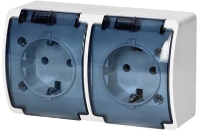 Stopcontact Schuko 2x2P+Z IP44 voor Buiten Gebruik