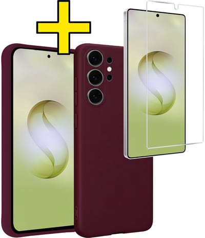 Hoesje - Met Screenprotector - Geschikt voor Samsung Galaxy S26 Ultra - Sterk & Shockproof - Back Cover - Siliconen Case - Telefoon Hoes - Telefoonhoesjes - Aubergine
