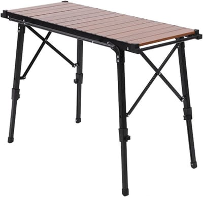 Oprolbare campingtafel - Picknicktafel buiten - Geniet van buiten - Verstelbare hoogte - 90x39 cm - Zwart