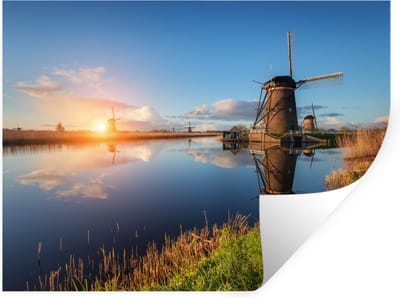 Muurstickers - Sticker Folie - Windmolen - Water - Zon - 40x30 cm - Plakfolie - Muurstickers Kinderkamer - Zelfklevend Behang - Zelfklevend behangpapier - Stickerfolie