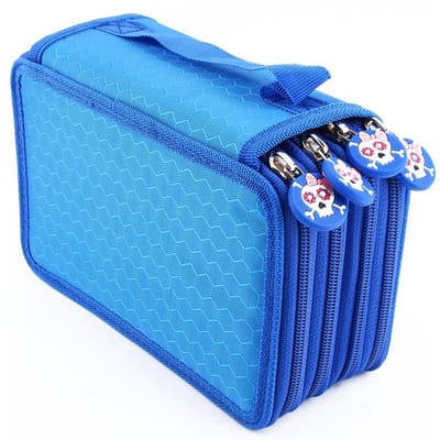 ZJchao 72 Couleurs Trousse à Crayons Sac à Stylos Pochette Grande Capacité Multi-couche Organisateur de Crayons Bleu