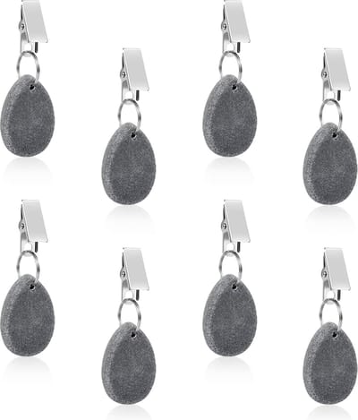 Tafelkleedverzwaarders met Clips - 8 Stuks - Grijs Steen voor Buiten & Camping