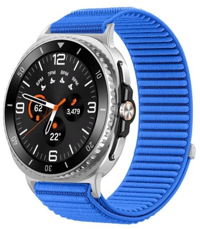 By Qubix - smartwatch bandje - Compatible Samsung bandje - Nylon ribbelbandje - Koningsblauw - Geschikt voor Samsung Galaxy Watch 9 (40/44mm) - Watch 8 (40/44mm) - Watch 8 Classic (46mm)