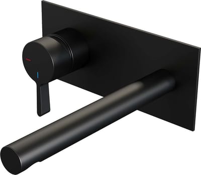 Brauer Black Edition inbouw wastafelmengkraan met rechte uitloop en afdekplaat model E2 mat zwart