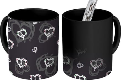 Magische Mok - Foto op Warmte Mokken - Koffiemok - Patronen - Hart - Schedel - Magic Mok - Beker - 350 ML - Theemok