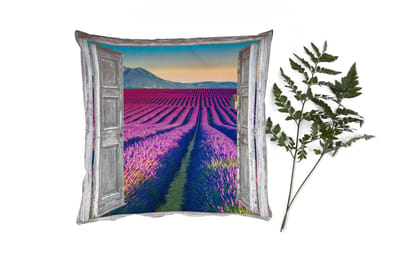 Sierkussens - Kussentjes Woonkamer - 40x40 cm - Lavendel - Zomer - Doorkijk - Bloemen