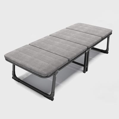 Opvouwbaar campingbedje - Inklapbaar bed - Comfortabel rusten - Stalen buisframe - 70x187 cm - Grijs