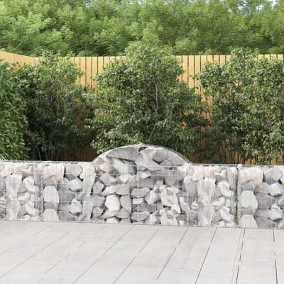 Gebogen Gabion Manden - Tuin Keermuur - Tuin Decoratie - Gegalvaniseerd Ijzer - 2 stuks 200cm - Zilver