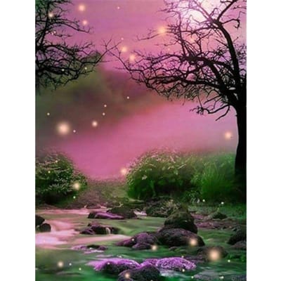 Peinture diamant 5D de paysage, bricolage, pâte de point de croix, motif mosaïque, décoration d'intérieur 20X30CM pink