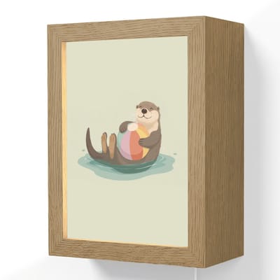 Wandlamp 15x20 cm - Oplaadbaar - Otter - Strandbal - Kleurrijk - Wandlampen binnen woonkamer - Slaapkamer lamp met kabel - Decoratieve nachtlamp - Vloerlamp snoer