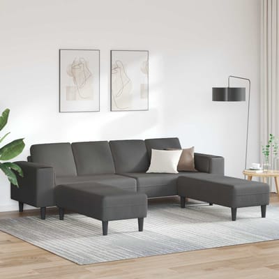 vidaXL - Bank - Donkergrijs - 250 - x - 188 - x - 76 - cm - Corduroy - stof