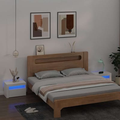 vidaXL - Nachtkastjes - 2 - st - LED - 60x35x40 - cm - wit