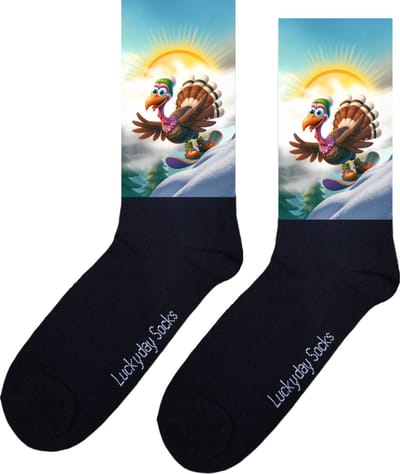 Kalkoen - Verjaardag cadeau - Grappige sokken - Print sokken - Leuke sokken voor heren en dames - Moederdag - Vaderdag - Snowboard - Cadeau voor hem en haar - Kerstcadeau - Vrolijke sokken - Valentijns cadeau - Socks waar je Happy van wordt - 37-44