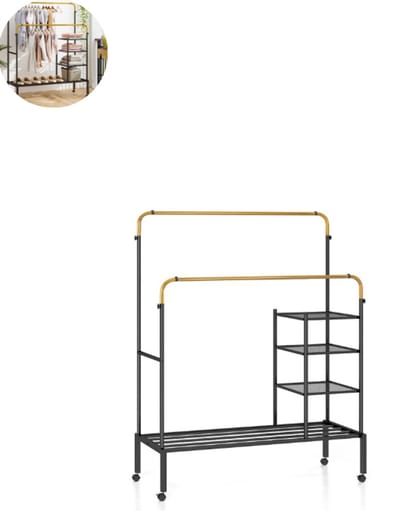 Open Kledingkast - Slaapkamer - Kledingkasten - Ladekasten - Kledingrek - Dressing Kasten - Organizer - Staal - Zwart