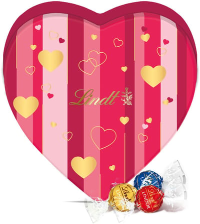 Lindt LINDOR Hart Blik gevuld met chocolade bonbons - Chocolade Cadeau - Melkchocolade, Witte Chocolade, Hazelnoot Chocolade & Pistache Chocolade - 450 gram - 36 bonbons - Kerstcadeau