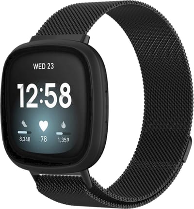 MY PROTECT - Milanese Bandje Geschikt Voor Fitbit Versa 3 / Versa 4 / Fitbit Sense - Milanees Fitbit Bandje - Zwart