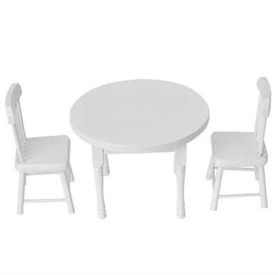 Dailygoods- Poppenhuis Meubels Houten Set - Tafel/Stoelen - Miniatuur Accessoires - 1:12 Schaal - Kindvriendelijk - Perfect voor Peuters