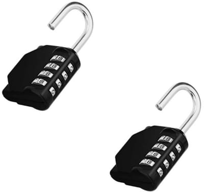 TOVBMUP 4 cijferig combinatieslot - Metalen hangslot met numerieke combinatie - Voor kluisjes, sportkoffers en gereedschapskisten - Zwart - 2 stuks