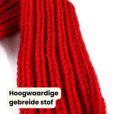 Kerstmuts en Sjaal voor Honden - Kerst Setje - Kerst Mutsje met Gebreid Sjaaltje - Kerst Accessoire voor Honden en Grote Katten - Hondenkleding - Wintersetje - Maat S