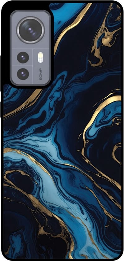 Smartphonica Telefoonhoesje Geschikt voor Xiaomi 12 met marmer opdruk - TPU backcover case gold blue marble design - Goud Blauw geschikt voor Xiaomi 12
