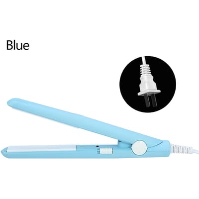 2-in-1 Mini Stijltang Keramische Toermalijn Plaat Flat Iron Krultang Hemelsblauw