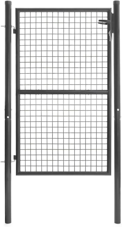 Stalen tuinpoort 105 x 150 cm antracietgrijs met slot en handvat