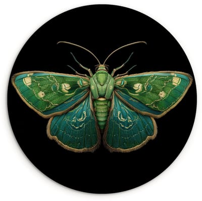 WallCircle® Wandcirkel 120x120 cm - Muurcirkel Mot - Levendig - Groen - Muurdecoratie woonkamer - Wanddecoratie slaapkamer - Kamer decoratie accessoires - Ronde schilderijen XXL
