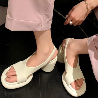 Rimocy évider talons hauts gladiateur sandales femmes été Slingbacks Plaform sandales femme épais talon chaussures de fête Mujer 39 blanc