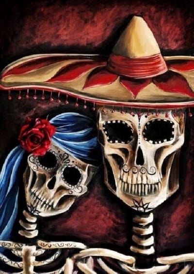 Diamond Painting Set Skulls 50x40cm Full size ronde steentjes