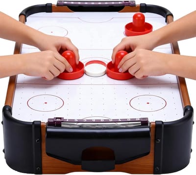 Air Hockey Tafelspel - Arcade Tafel - Familie Plezier - Gladde Puck Beweging - 50 x 30 cm - Houtkleurig