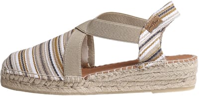 Veganistische espadrille van gestreept katoen voor dames met sleehak | VINAROS