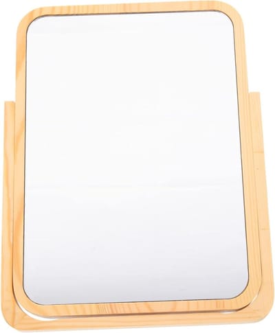 Houten Make-up Spiegel - Draaibare Spiegel - Make-up Aanbrengen - Stabiele Houtconstructie - 25 x 18.5 cm - Houtkleur