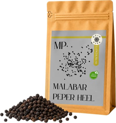 Malabar Zwarte Peperkorrels 100g – 100% Pure Hele Zwarte Peper uit India – Premium Kwaliteit – Aromatische Peper voor Pepermolen, Koken & Marinades – Ocin Vita