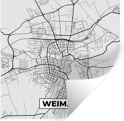 Muurstickers - Sticker Folie - Weimar - Kaart - Duitsland - Plattegrond - Stadskaart - 100x100 cm - Plakfolie - Muurstickers Kinderkamer - Zelfklevend Behang XXL - Zelfklevend behangpapier - Stickerfolie
