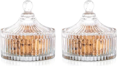 Ronte - Vintage Glazen Potten 650ml Grote Opslagpotten Voor Snoep, Chocolade en Meer - Verjaardagscadeau, Kerst, Feest Product - Keukenaccessoire en Decoratie