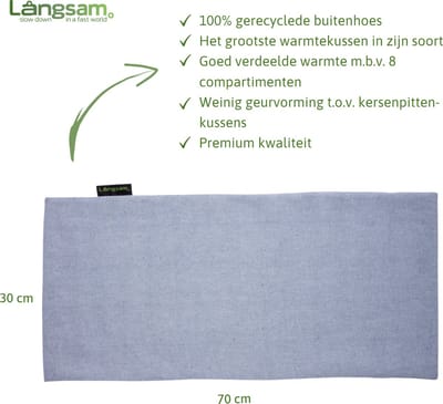Herfst aanbieding! Långsam- XL Pittenkussen met tarwe - Extra groot- Warmtekussen-Pittenzak - Wasbare hoes. Duurzaam gemaakt - gerecyclede materialen- Verzwaringskussen - Magnetron - Vriezer- Denim