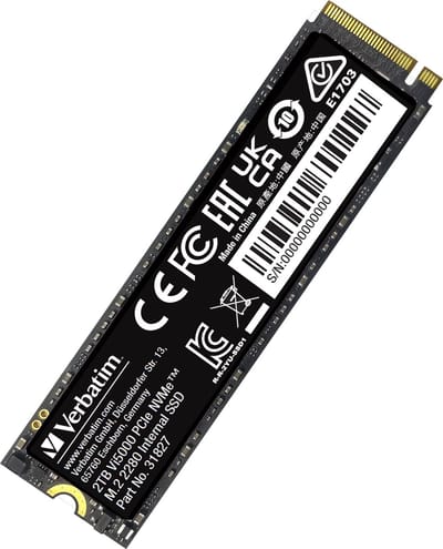Verbatim Vi5000 2 TB NVMe/PCIe M.2 SSD 2280 harde schijf M.2 NVMe PCIe 4.0 x4 Retail 31827