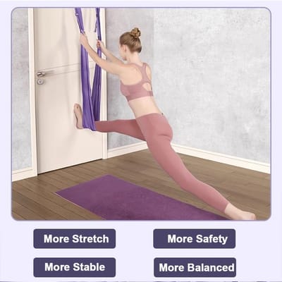 Weerstandsband - Elastische fitnessband - Trainingsband - Yoga fitnessband - Yoga stretchband - 3.8 x 350 cm - Paars - Verbetert de flexibiliteit tijdens yoga - Geschikt voor fitness, gymnastiek, pilates, ballet, cheerleading, spagaat