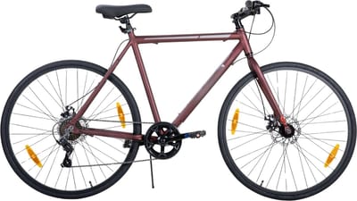 Racefiets – Voor heren en dames – Lichtgewicht aluminium frame, 7 versnellingen, dubbele schijfrem – Rood, 71 cm