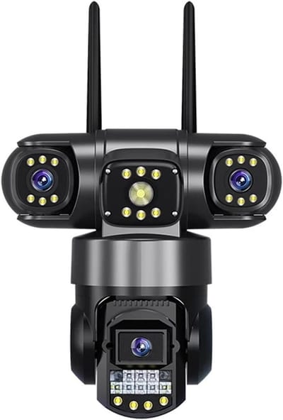 Buitencamera - Beveiligingscamera - Woning beveiligen - Drie lenzen - IP66 - Zwart
