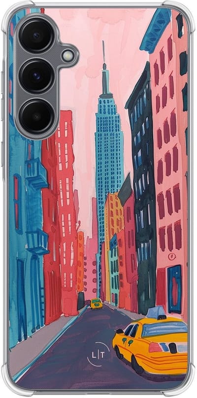 Shockproof hoesje - Geschikt voor Samsung Galaxy A15 - New York City - Extra sterke case - TPU/polycarbonaat - Print / Illustratie - Multi, Transparant