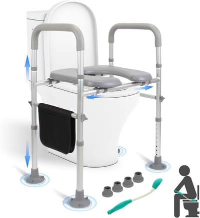 In hoogte Verstelbare Toiletverhoger met Armleuningen | WC Verhoger Veilig tot 150kg