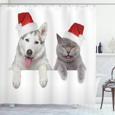 ABAKUHAUS Kerst Douchegordijn – 175×200 cm – Waterafstotend
