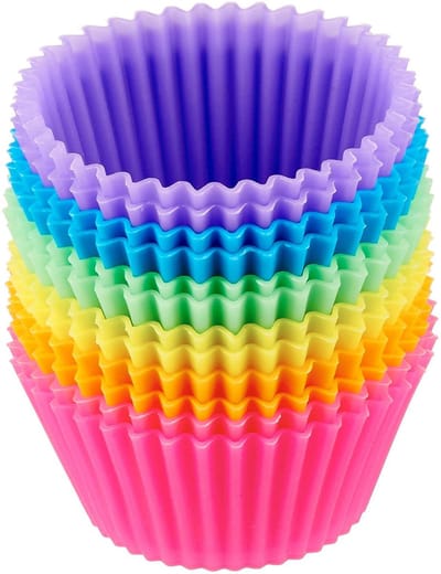 carmdering - Siliconen Bakvormen - Muffinvormpjes - Cupcake Vormpjes - 12 stuks, 6 kleuren, herbruikbaar, voedselveilig, 220°C hittebestendig - Voor muffins & brownies - Vaatwasserbestendig