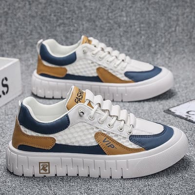 Lente Nieuwe Herenschoenen Ademend Mesh Paneel Schoenen Herenschoenen Dunne Trendy Schoenen Heren Mesh Schoenen Dikke Zool Modieuze Casual Schoenen 43 white